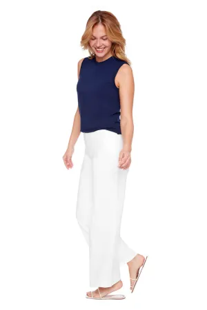 Up! Solid Light Ponte Wide-Leg Pant in Cloud