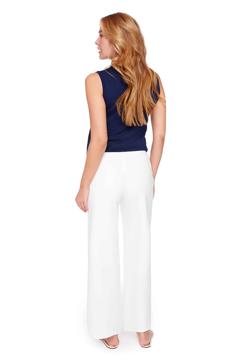 Up! Solid Light Ponte Wide-Leg Pant in Cloud