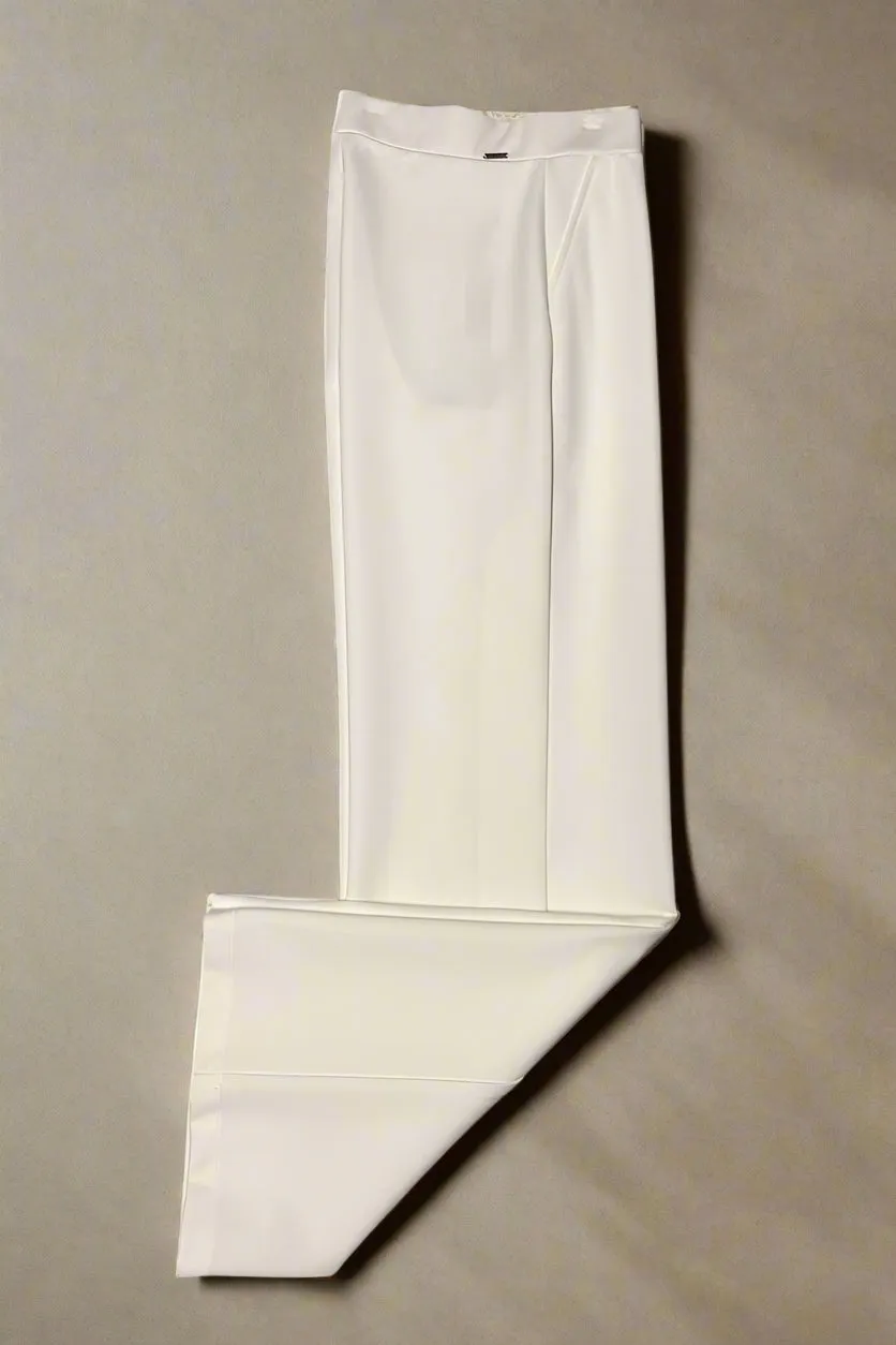 Up! Solid Light Ponte Wide-Leg Pant in Cloud