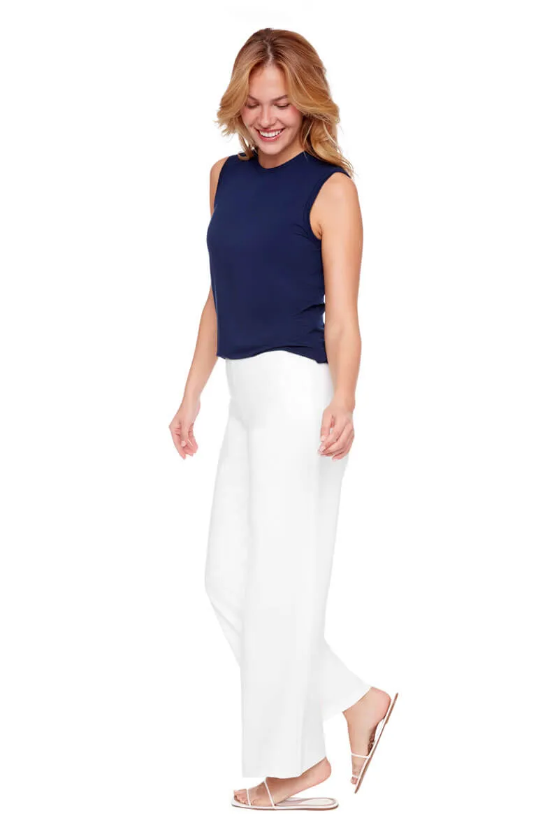 Up! Solid Light Ponte Wide-Leg Pant in Cloud