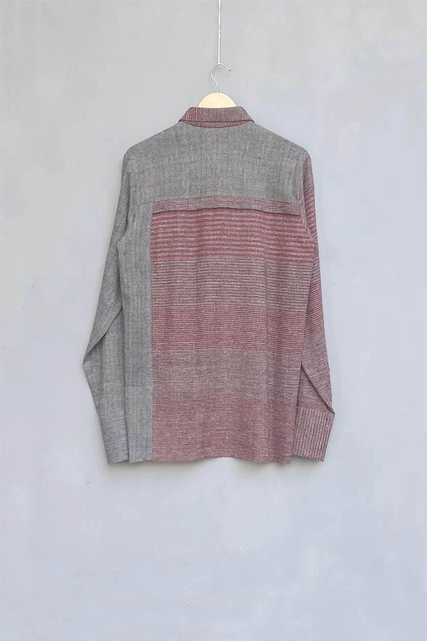 Urvashi Kaur   I   Kagoshima SHIRT PETRO hand spun cotton   brick TESSELLATE- 23