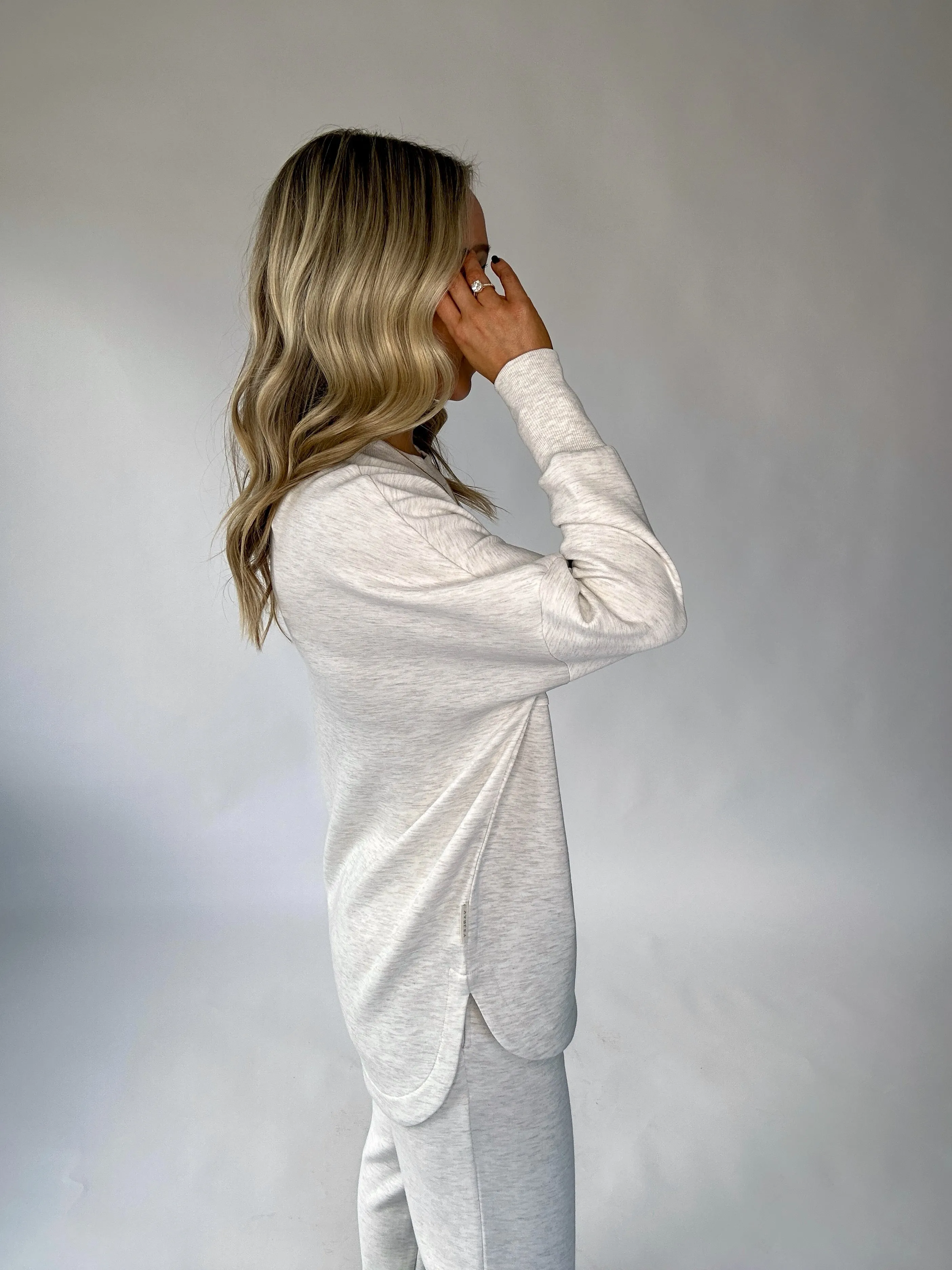 VARLEY Paige Longline Sweat - Ivory Marl