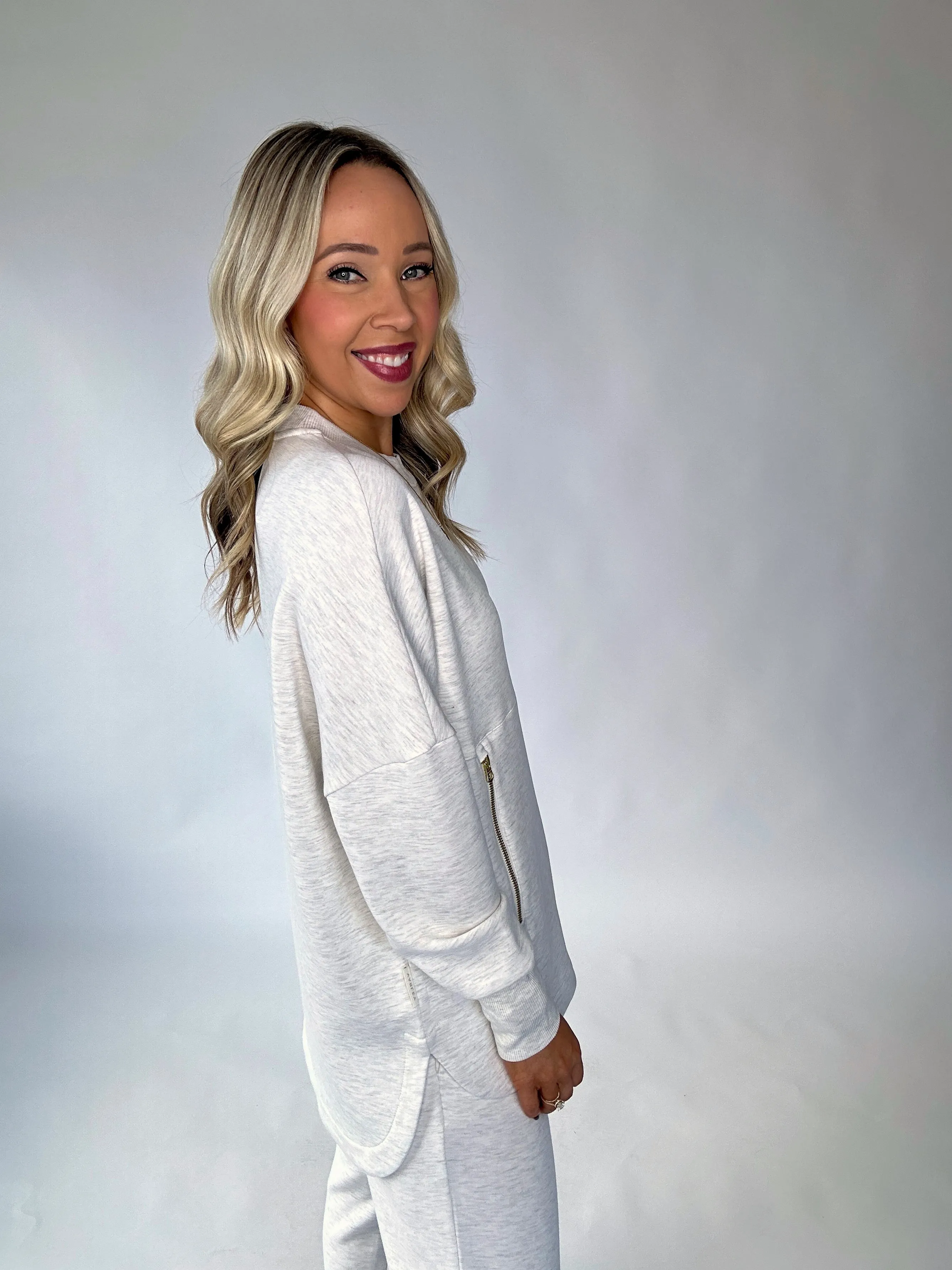 VARLEY Paige Longline Sweat - Ivory Marl
