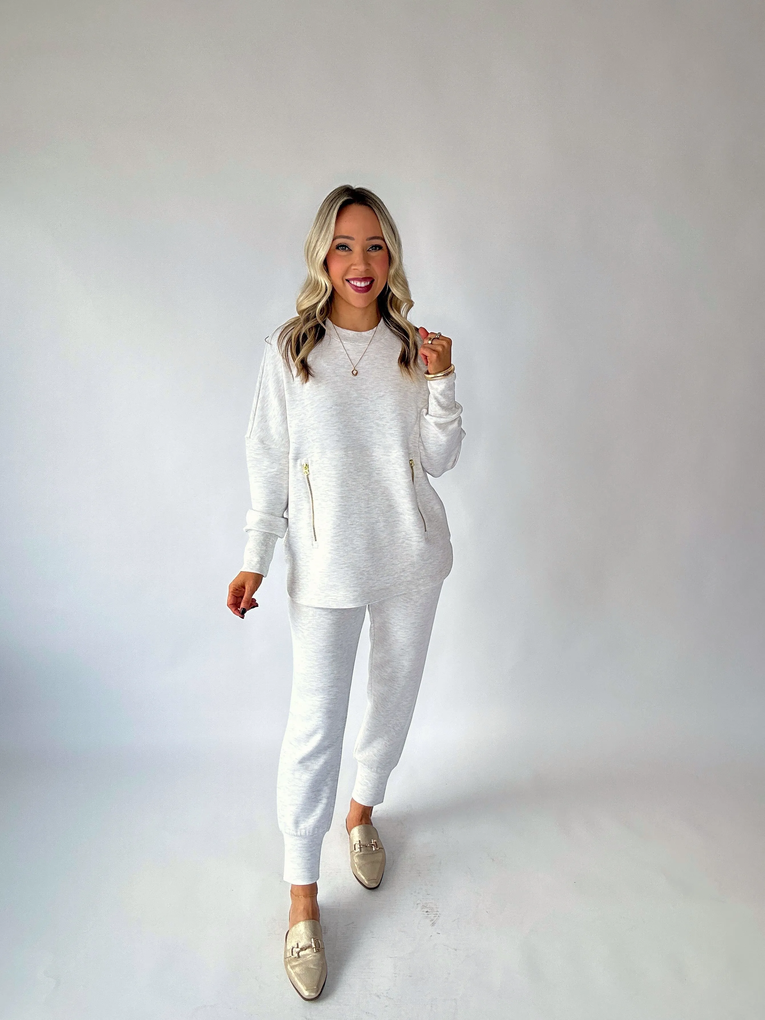 VARLEY Paige Longline Sweat - Ivory Marl