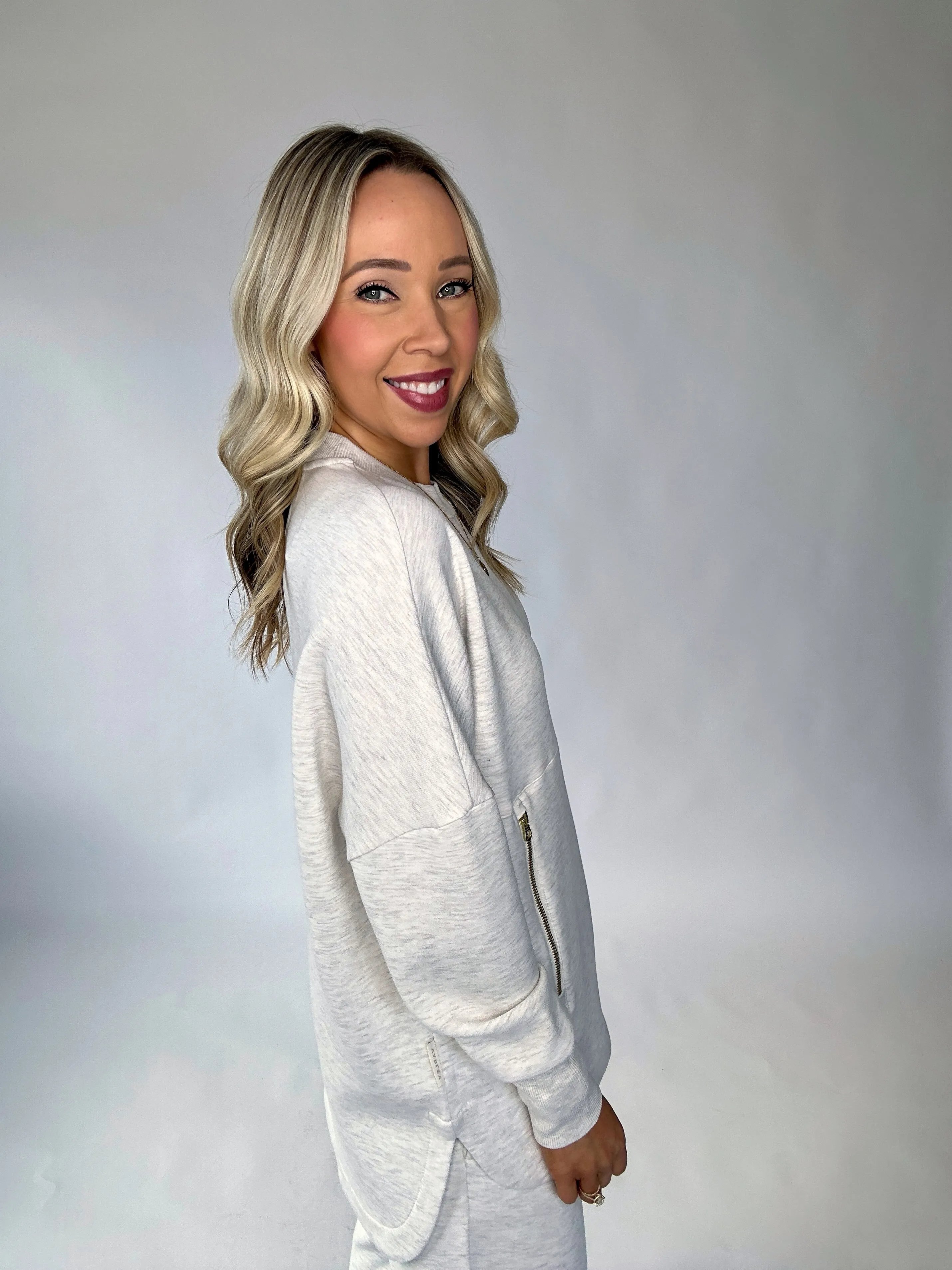VARLEY Paige Longline Sweat - Ivory Marl