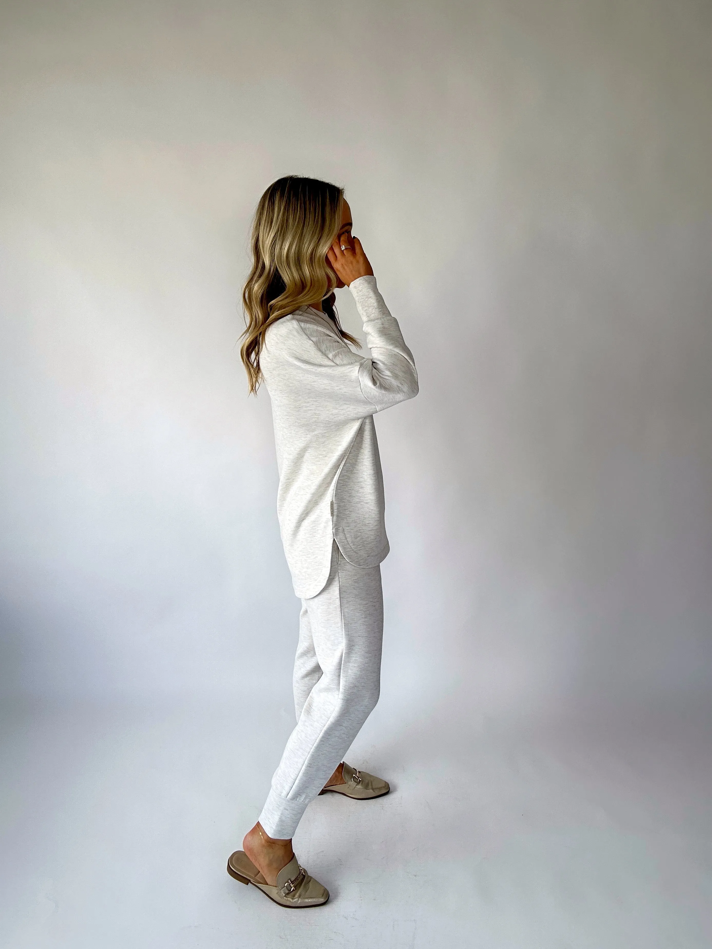 VARLEY Paige Longline Sweat - Ivory Marl