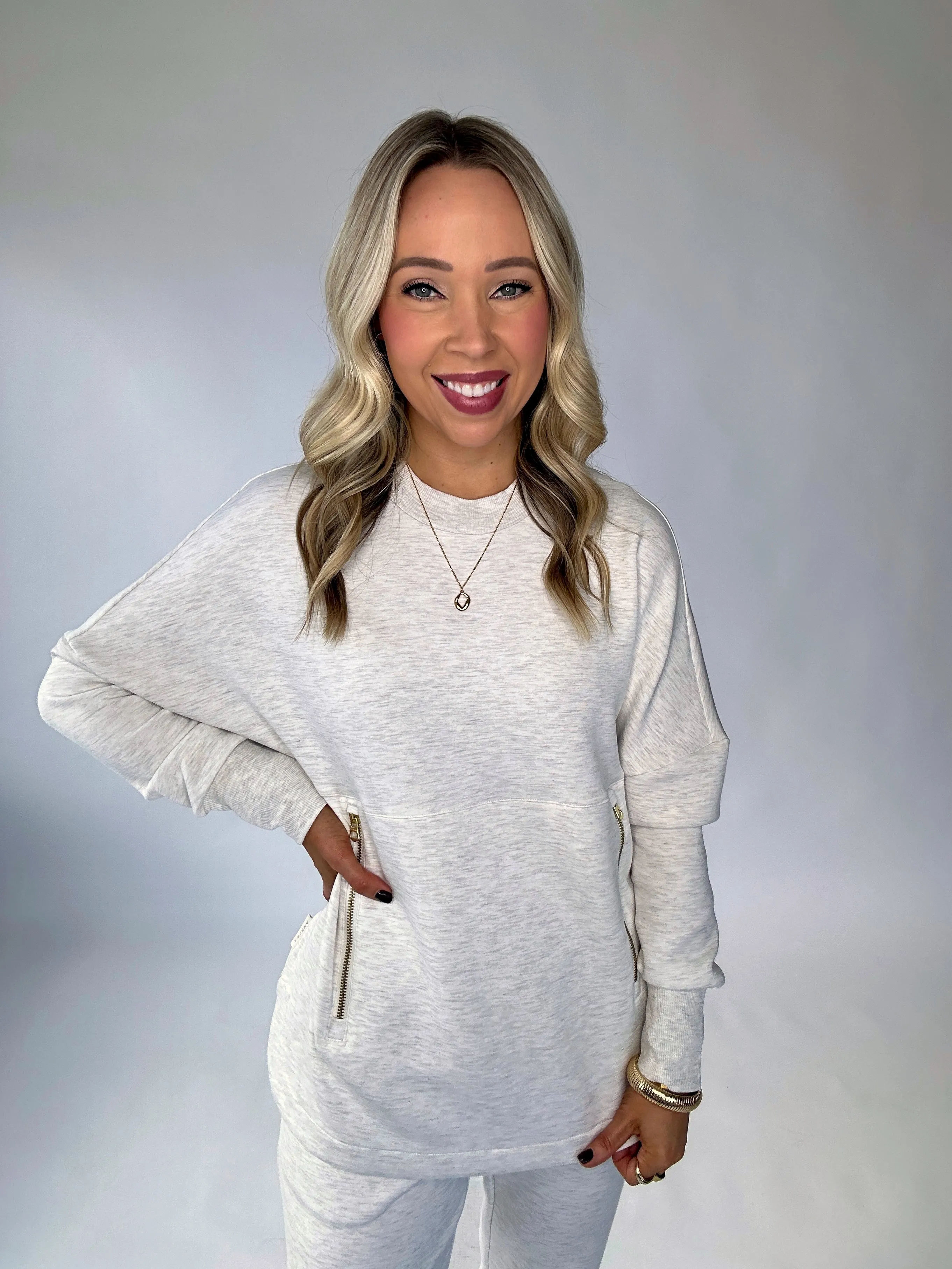 VARLEY Paige Longline Sweat - Ivory Marl