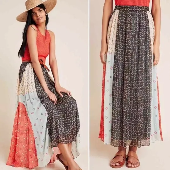Verb Anthropologie Margot Pleated Maxi Skirt Skirt