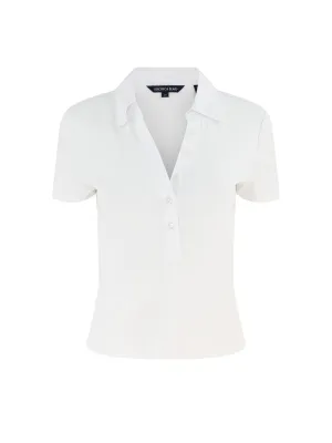 Veronica Beard Kearney Short Sleeve Polo in White