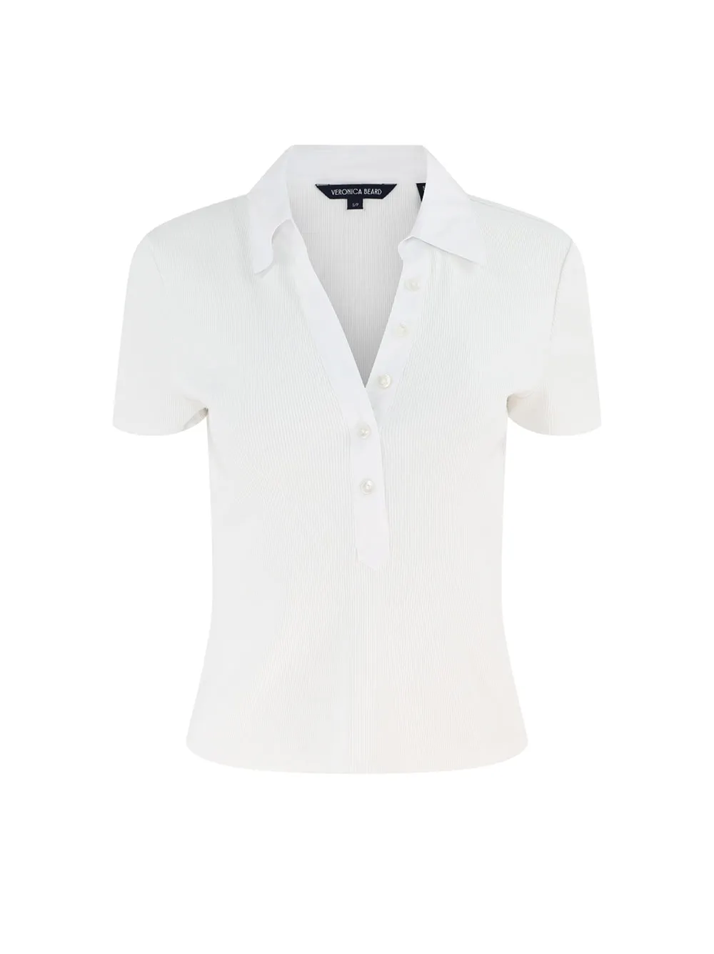 Veronica Beard Kearney Short Sleeve Polo in White