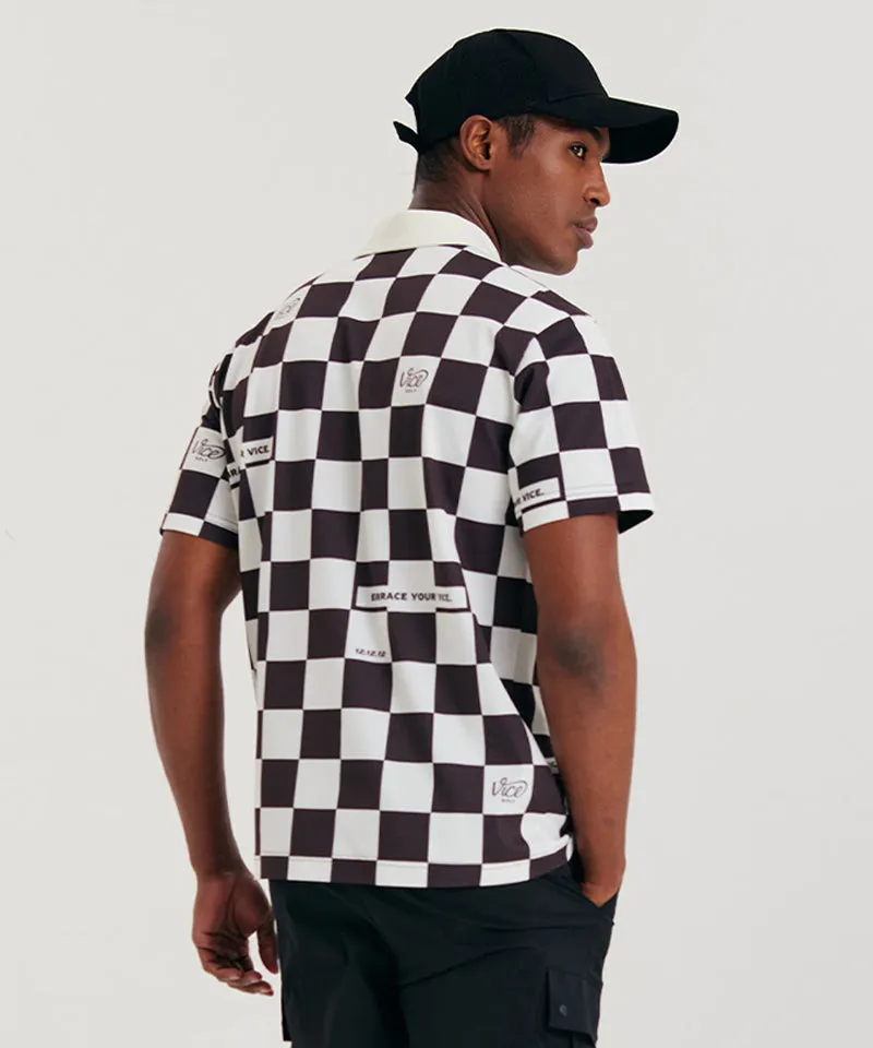 Vice Golf Atelier Men  Checkboard  Short T-Shirt - Brown