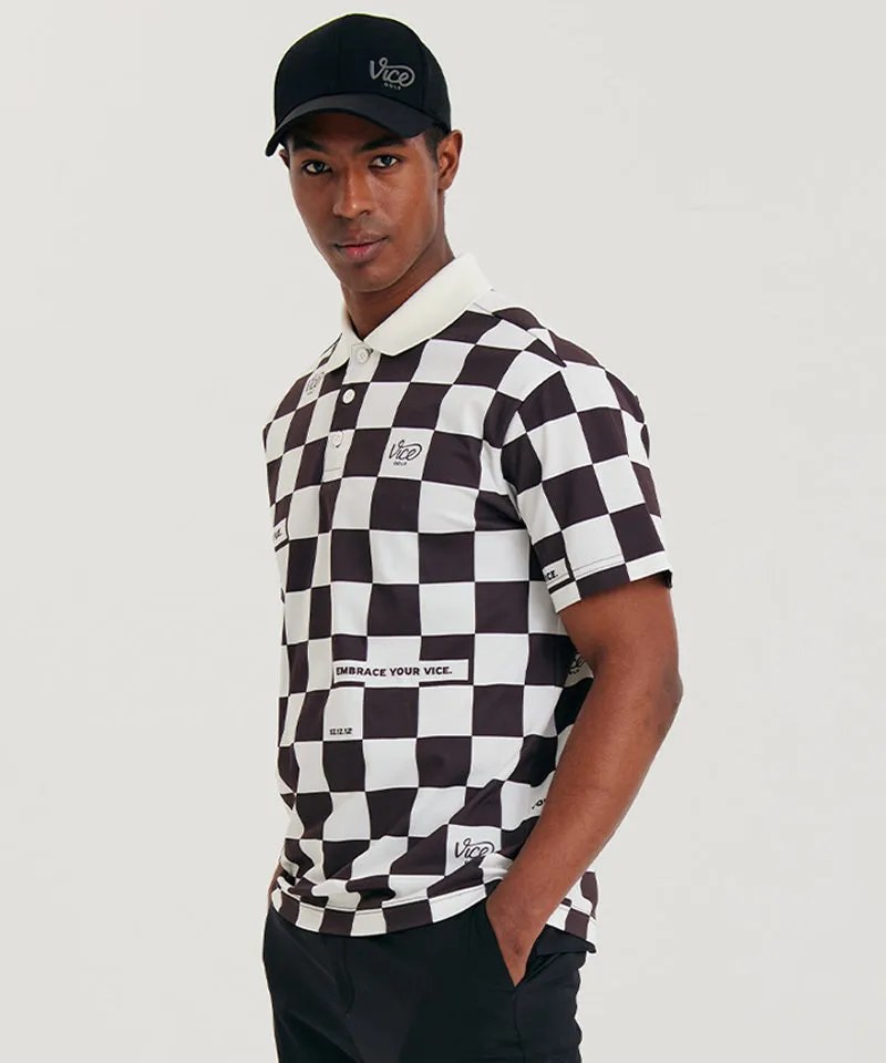 Vice Golf Atelier Men  Checkboard  Short T-Shirt - Brown