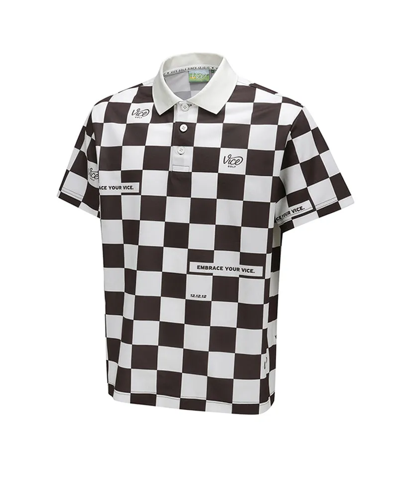 Vice Golf Atelier Men  Checkboard  Short T-Shirt - Brown