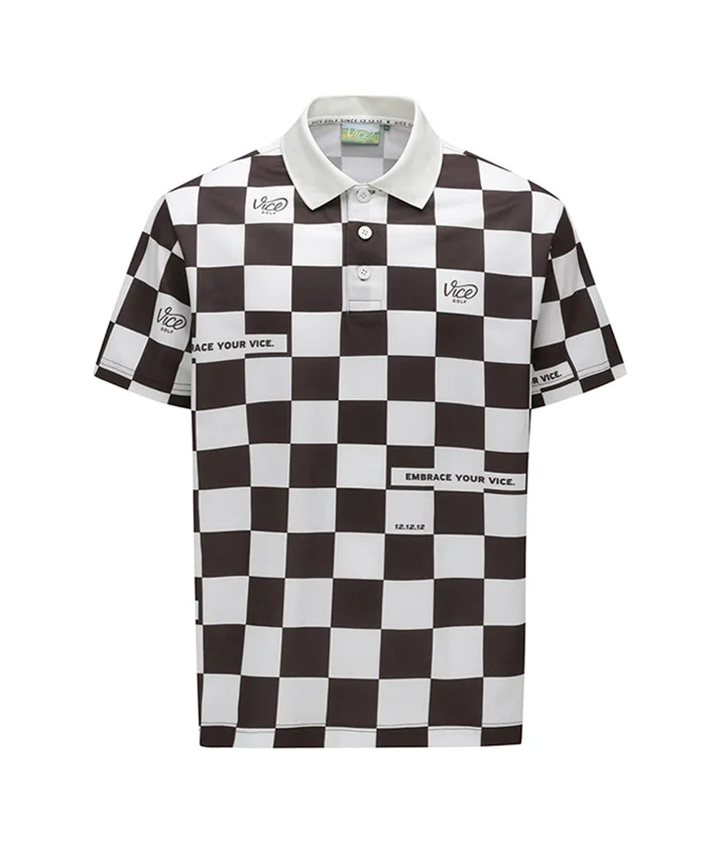 Vice Golf Atelier Men  Checkboard  Short T-Shirt - Brown