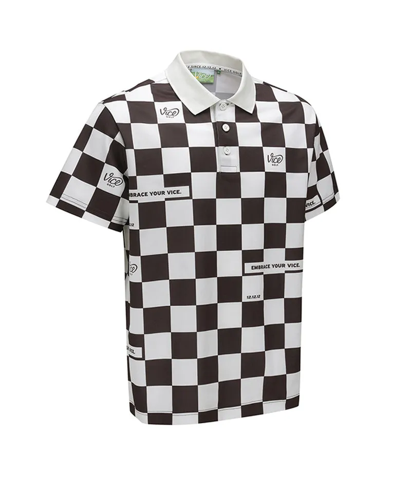Vice Golf Atelier Men  Checkboard  Short T-Shirt - Brown