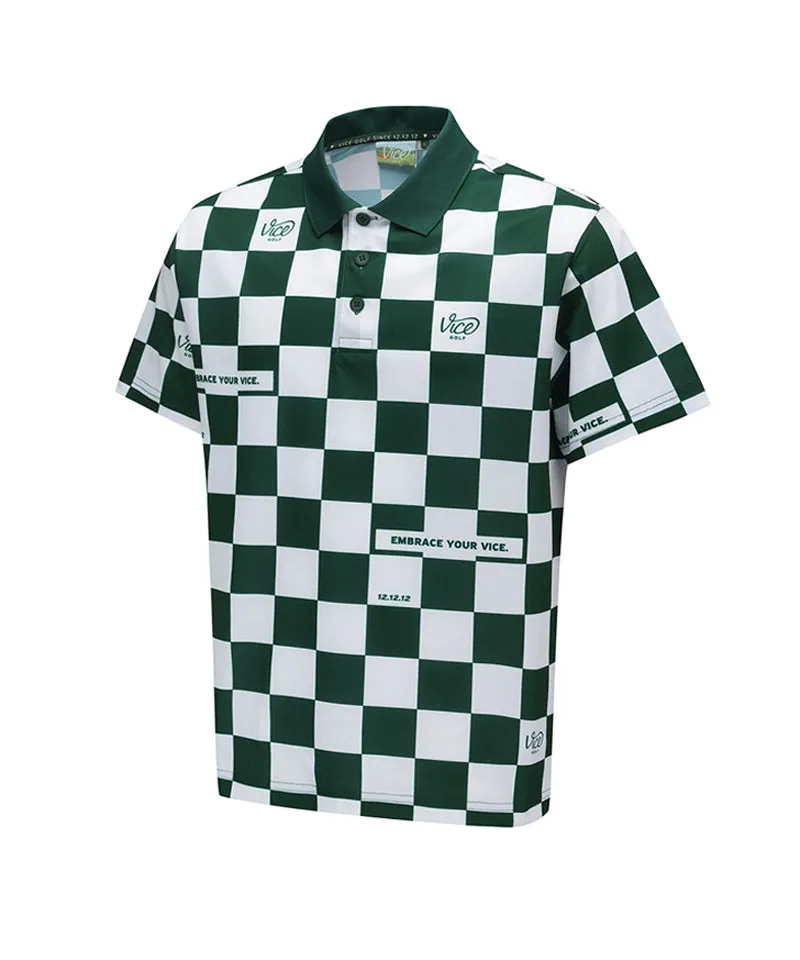 Vice Golf Atelier Men  Checkboard  Short T-Shirt - D/Green