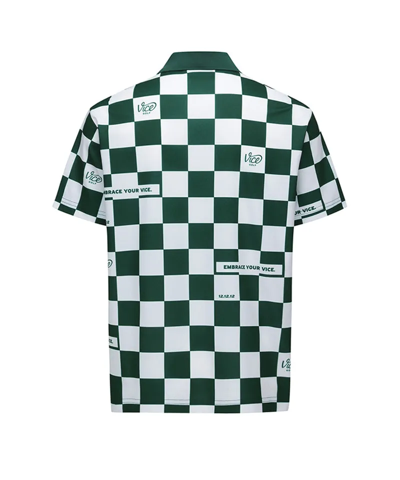Vice Golf Atelier Men  Checkboard  Short T-Shirt - D/Green