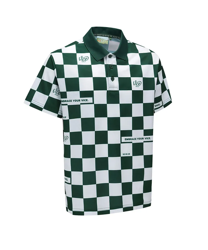 Vice Golf Atelier Men  Checkboard  Short T-Shirt - D/Green