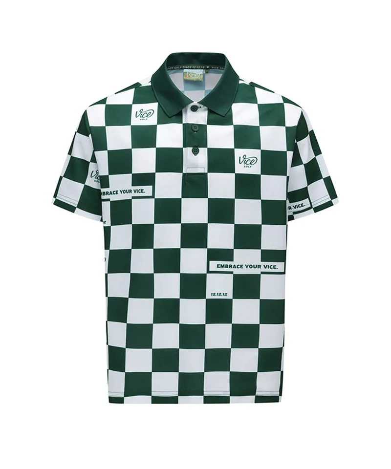 Vice Golf Atelier Men  Checkboard  Short T-Shirt - D/Green