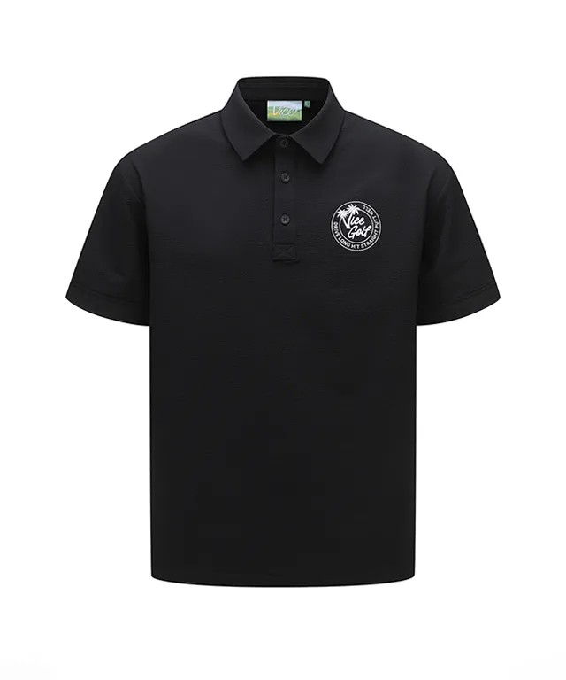 Vice Golf Atelier Men Seersucker Collar T-Shirt - Black