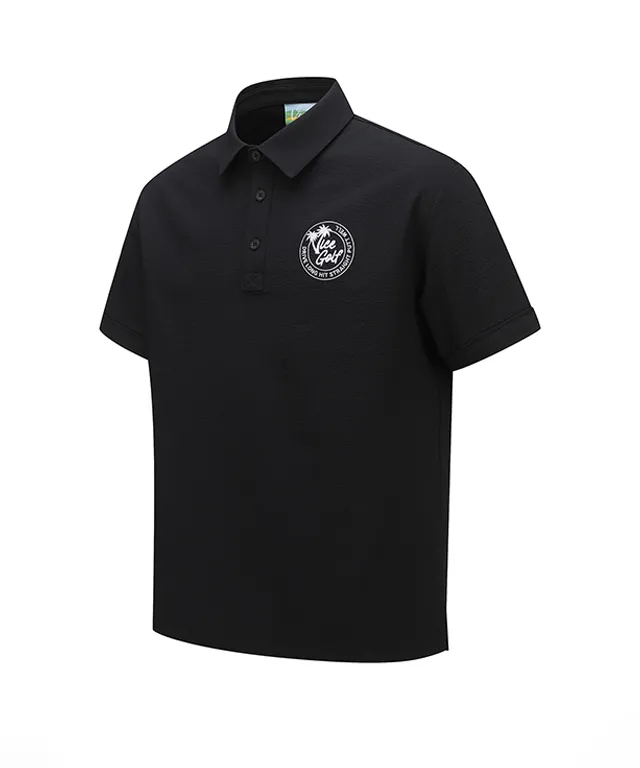 Vice Golf Atelier Men Seersucker Collar T-Shirt - Black