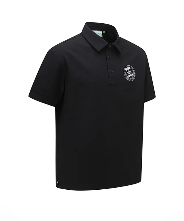 Vice Golf Atelier Men Seersucker Collar T-Shirt - Black
