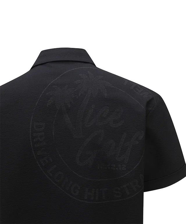 Vice Golf Atelier Men Seersucker Collar T-Shirt - Black