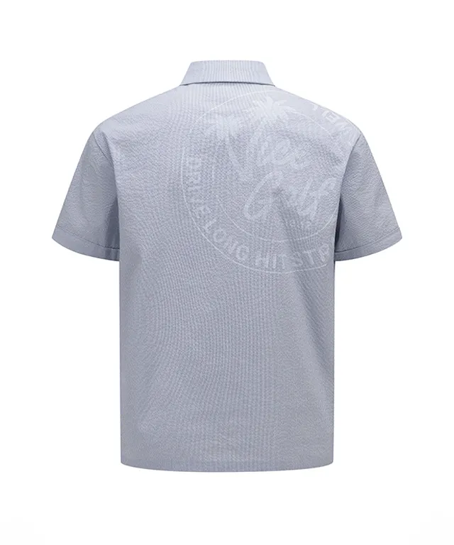 Vice Golf Atelier Men Seersucker Collar T-Shirt - Blue