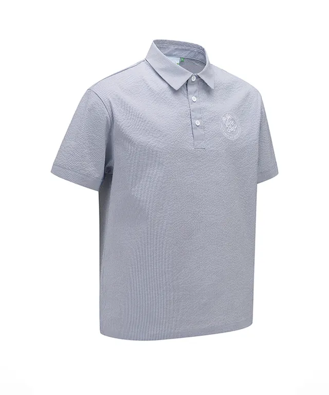 Vice Golf Atelier Men Seersucker Collar T-Shirt - Blue