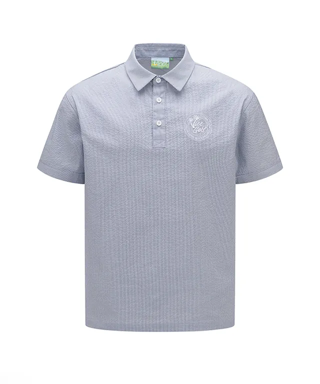 Vice Golf Atelier Men Seersucker Collar T-Shirt - Blue