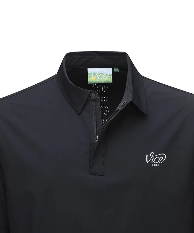 Vice Golf Atelier Men's Layerd Collar T-Shirt - Black
