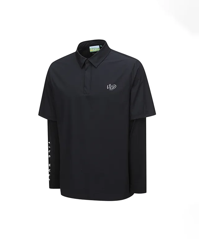 Vice Golf Atelier Men's Layerd Collar T-Shirt - Black