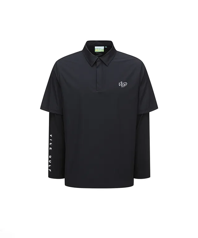 Vice Golf Atelier Men's Layerd Collar T-Shirt - Black