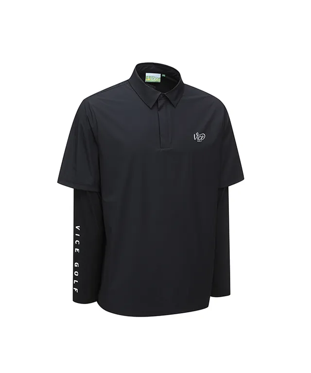 Vice Golf Atelier Men's Layerd Collar T-Shirt - Black