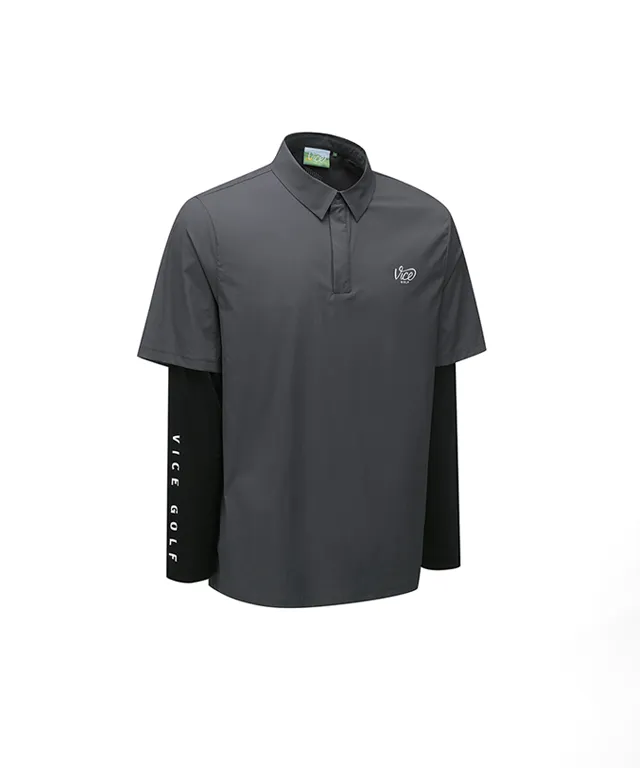 Vice Golf Atelier Men's Layerd Collar T-Shirt - Gray