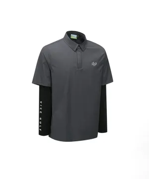 Vice Golf Atelier Men's Layerd Collar T-Shirt - Gray