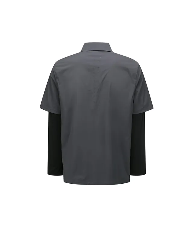 Vice Golf Atelier Men's Layerd Collar T-Shirt - Gray