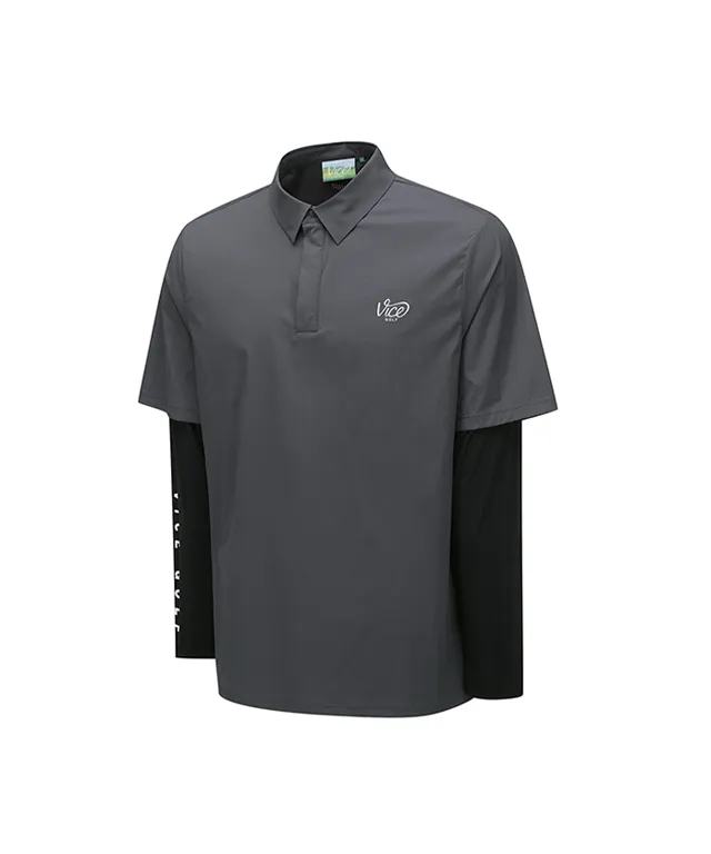 Vice Golf Atelier Men's Layerd Collar T-Shirt - Gray