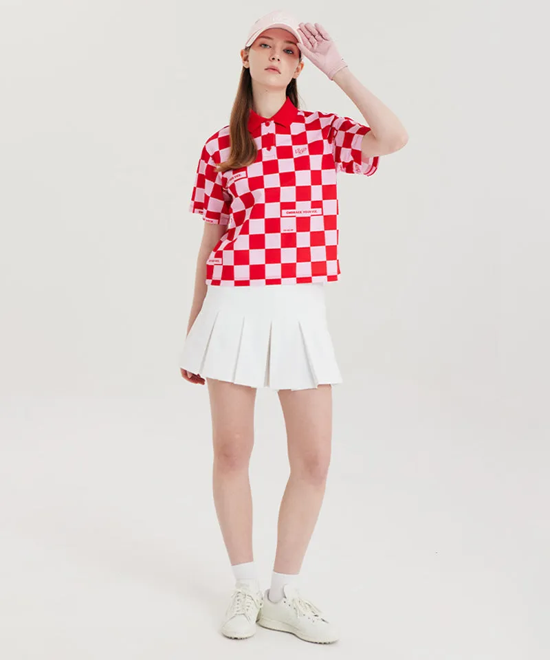 Vice Golf Atelier Women  Checkboard  Short T-Shirt - Red