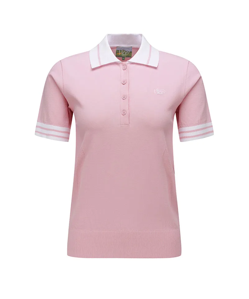 Vice Golf Atelier Women Essential Short Sleeve Sweater - Pink