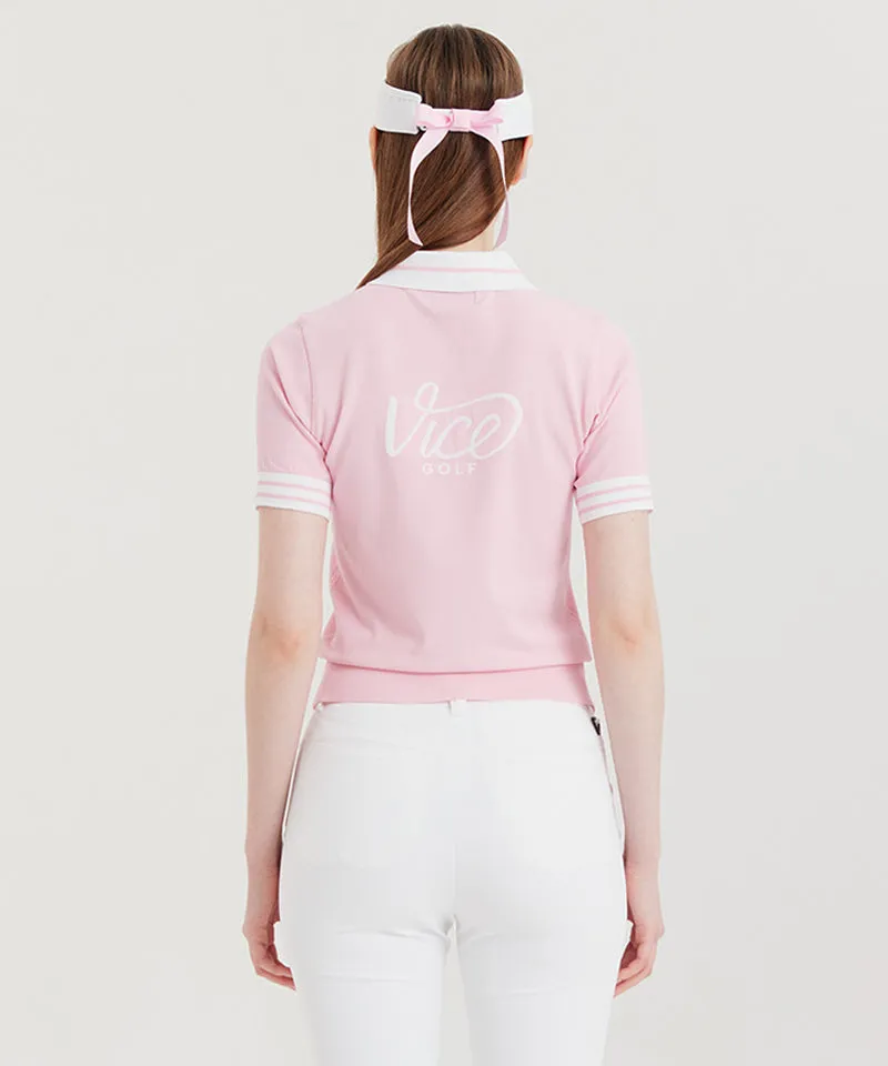 Vice Golf Atelier Women Essential Short Sleeve Sweater - Pink