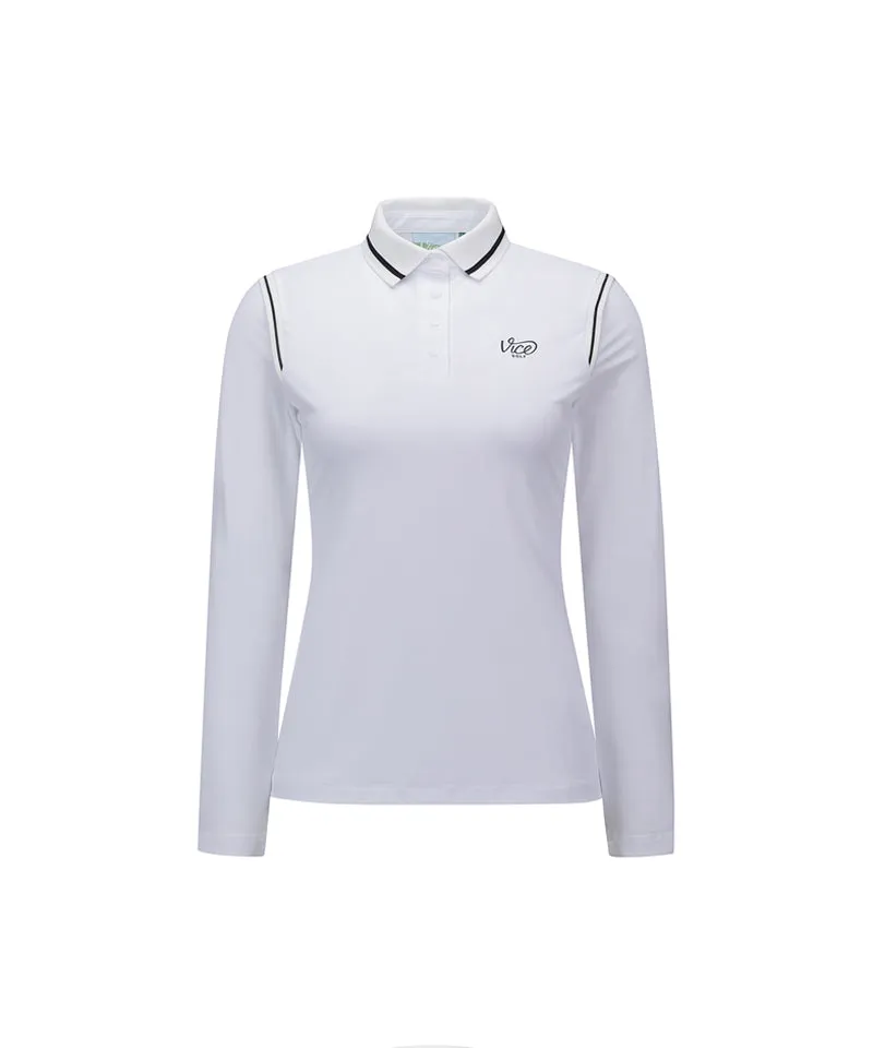 Vice Golf Atelier Women's Cooling Long Sleeve Polo T-Shirt - White