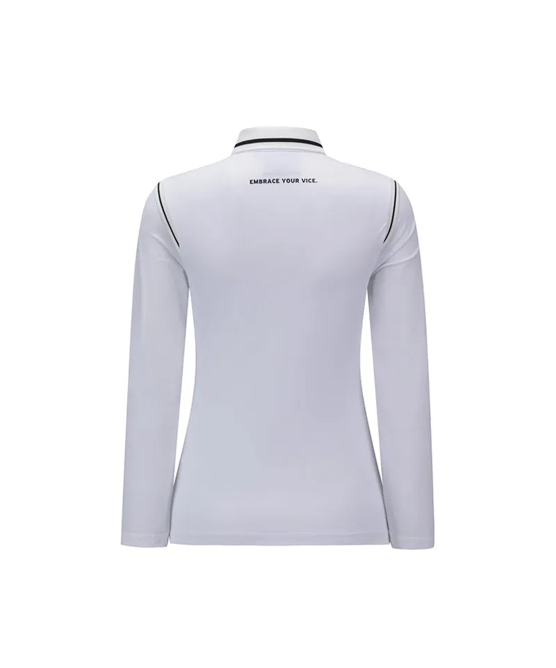 Vice Golf Atelier Women's Cooling Long Sleeve Polo T-Shirt - White