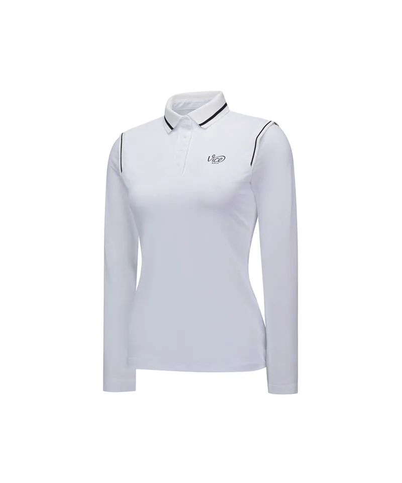 Vice Golf Atelier Women's Cooling Long Sleeve Polo T-Shirt - White