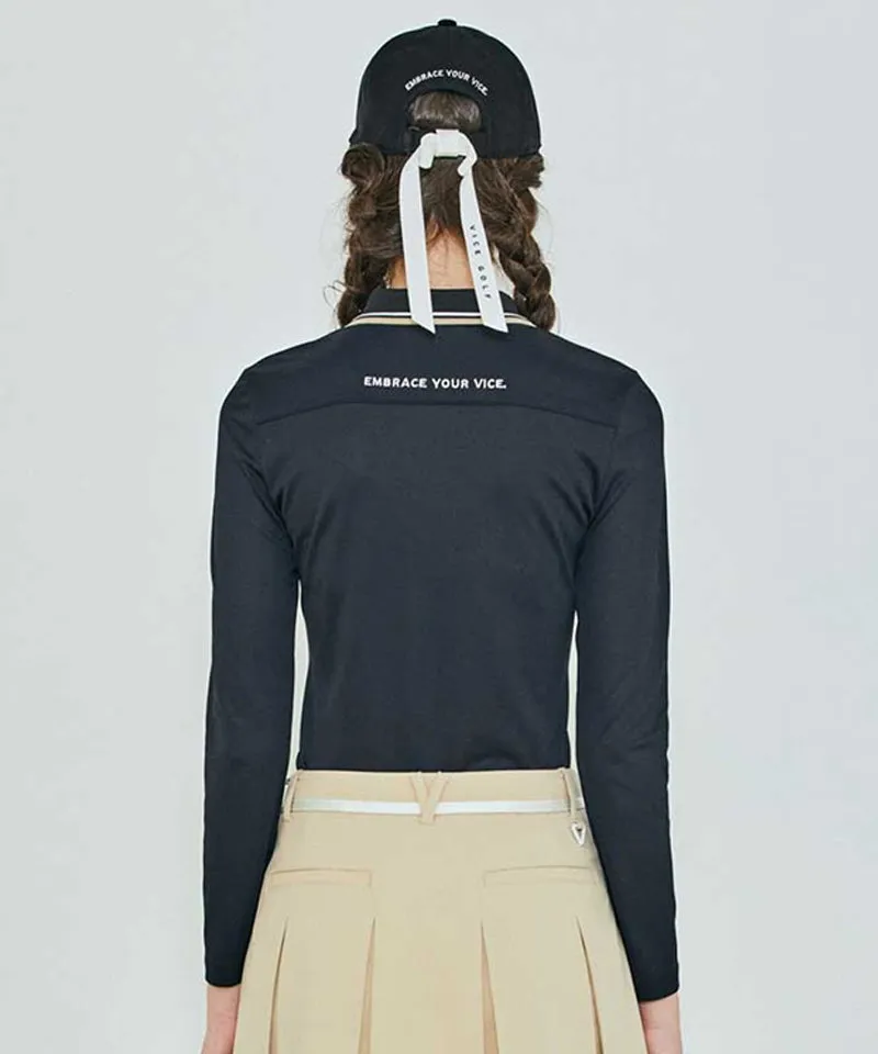Vice Golf Atelier Women's Tipping Point Collared Long Sleeve T-Shirt - Black