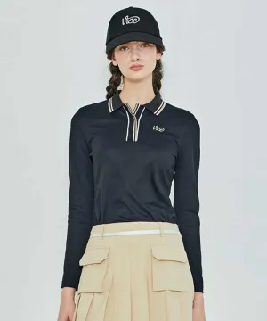 Vice Golf Atelier Women's Tipping Point Collared Long Sleeve T-Shirt - Black