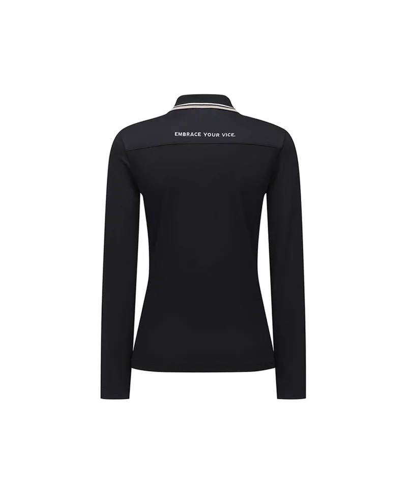 Vice Golf Atelier Women's Tipping Point Collared Long Sleeve T-Shirt - Black