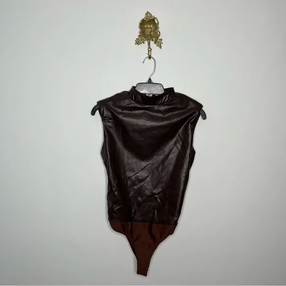 Vici Pauline Pleated Leather Skirt and Keep it Together Bodysuit Set S