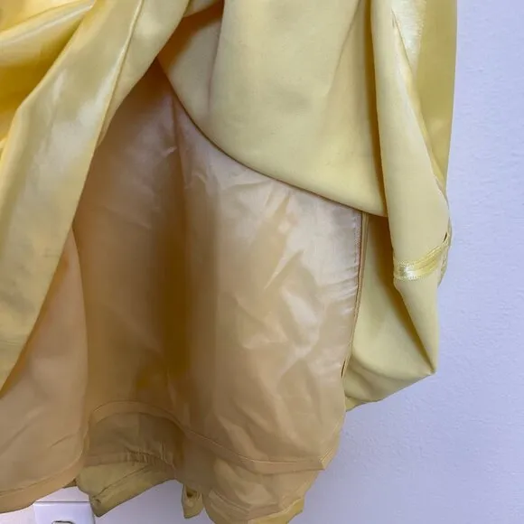 Vintage 100% silk Kay Unger Skirt Women 8 Yellow maxi lined high waisted pleated