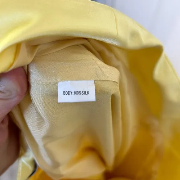 Vintage 100% silk Kay Unger Skirt Women 8 Yellow maxi lined high waisted pleated